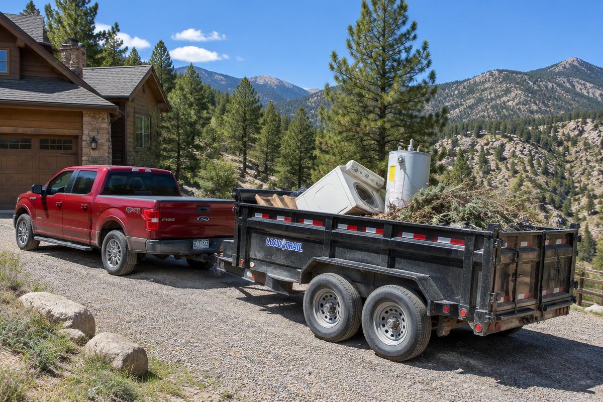Appliance and yard debris removal at a rural Sedalia, CO mountain home